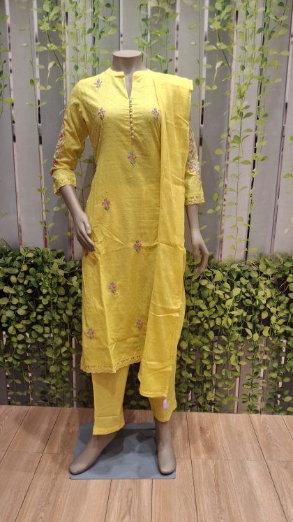 Bright Yellow Straight Kurti Set