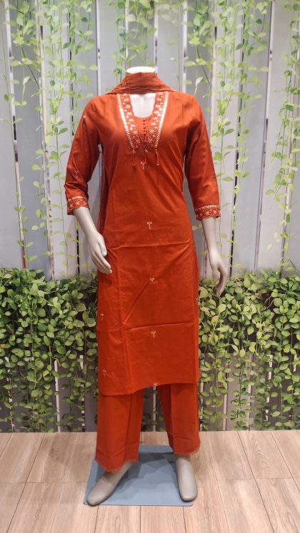 Rust Orange Straight Kurta